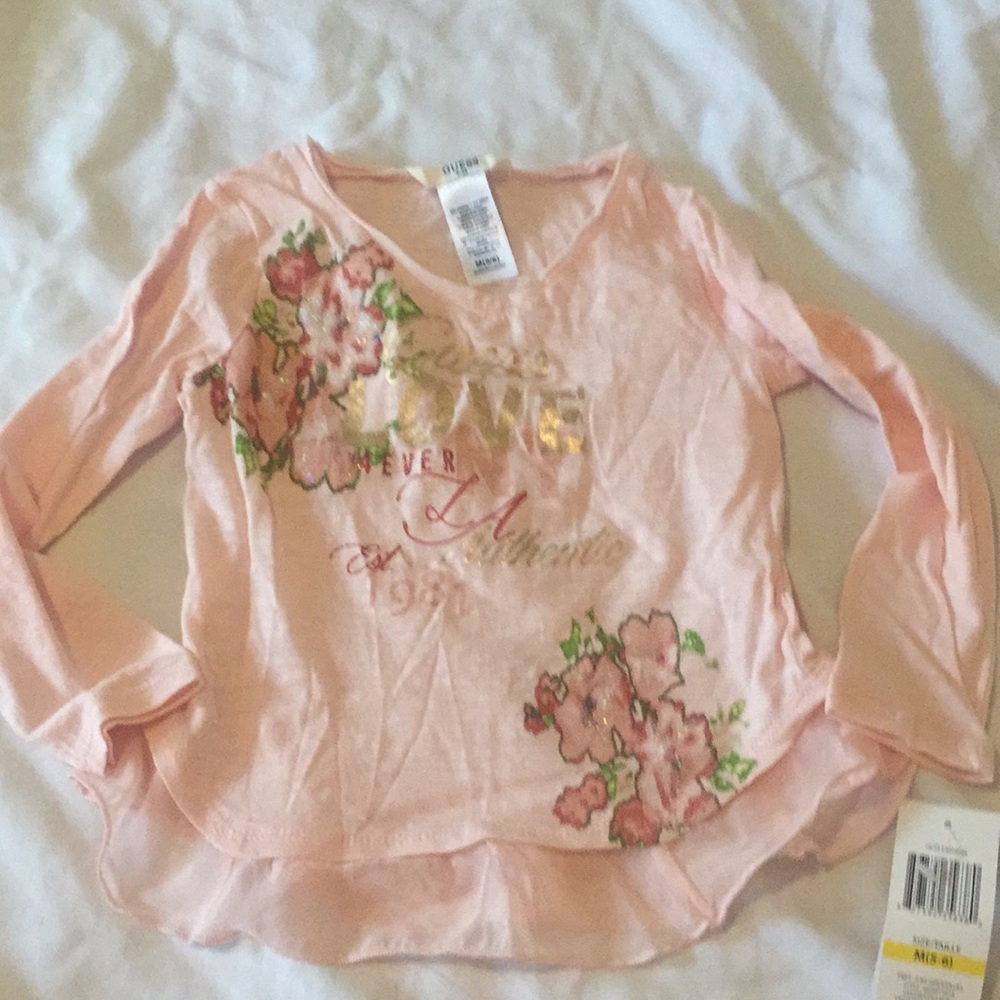 Guess Kids Long Sleeve Lettered Shirt Size M (5/6)